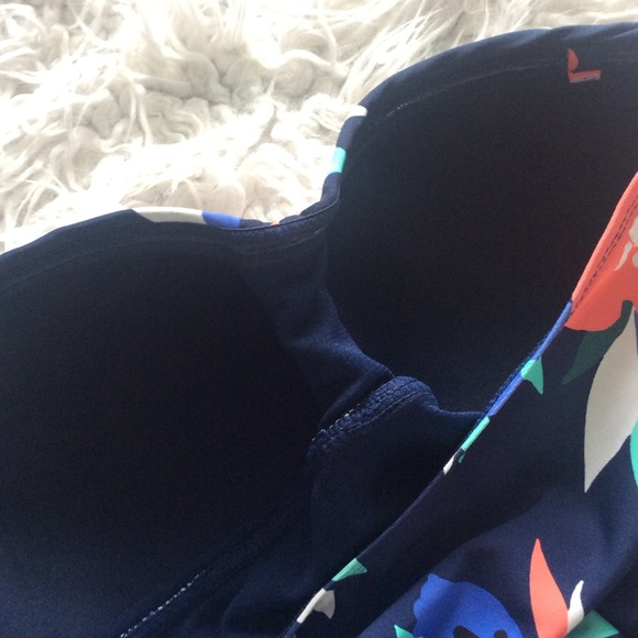 NWT Liz Claiborne Navy Floral Bandeau Tankini Top - Picture 5 of 5